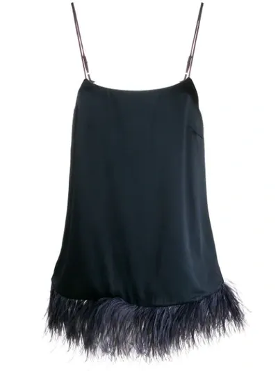 Semicouture Feather Trimmed Cami Top In Blue