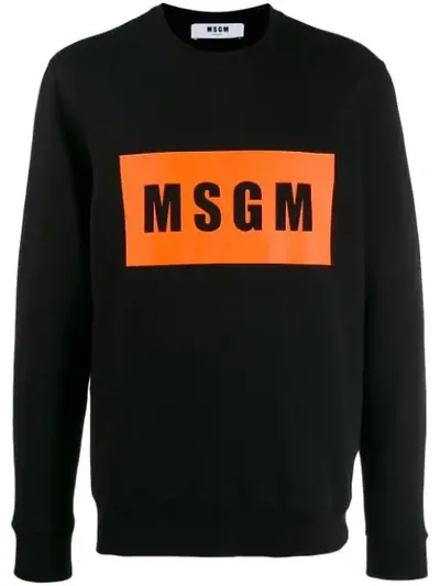 Msgm Logo Box Print Sweatshirt In Black