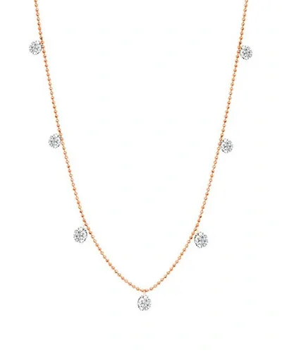 Graziela Gems Gems 18k Rose Gold Diamond Dangle Floating Statement Necklace, 18