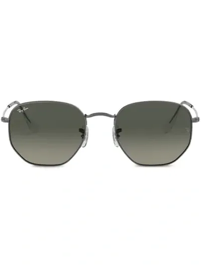 Ray Ban Hexagonal Frame Sunglasses In Metallic