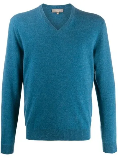 N•peal The Burlington V-neck Jumper In Blue