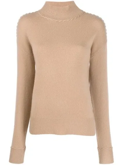 Theory Cashmere Stitch Detail Jumper In Neutrals