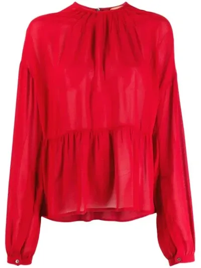 N°21 Scalloped Long Sleeves Blouse In Red