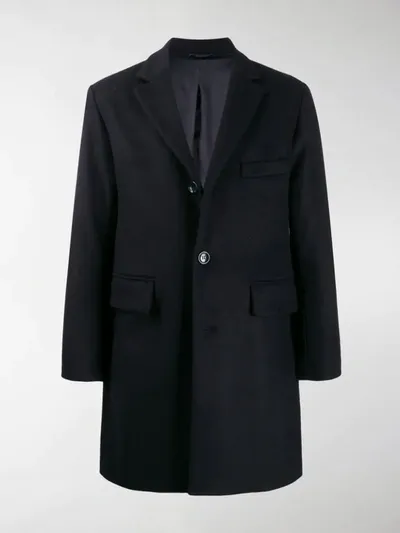 Officine Generale Alfie Single Breasted Coat In Blue