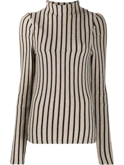 Mm6 Maison Margiela Striped Knit Top In Neutrals