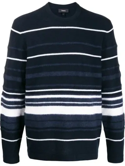 Theory Hilles Striped Jumper In Blue