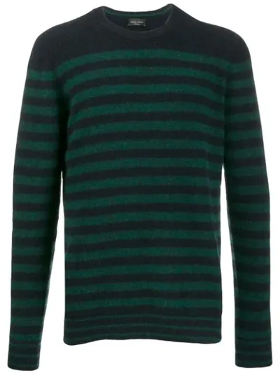 Roberto Collina Striped Intarsia Jumper In Blue