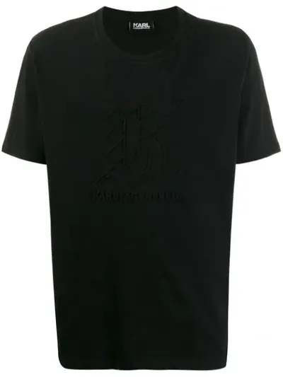 Karl Lagerfeld Embroidered Logo T-shirt In Black