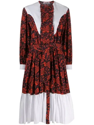 Batsheva Printed Cotton Dress In Red