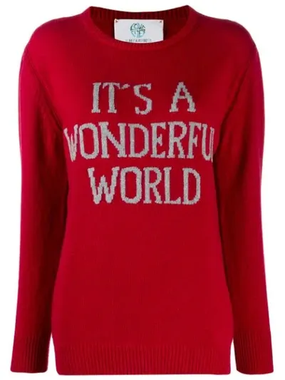 Alberta Ferretti Slogan Sweater In Red