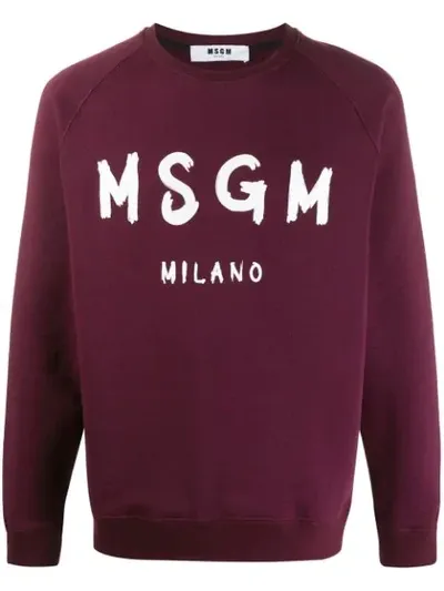 Msgm Printed Logo Sweatshirt In Red