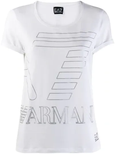 Ea7 Logo Print T-shirt In White