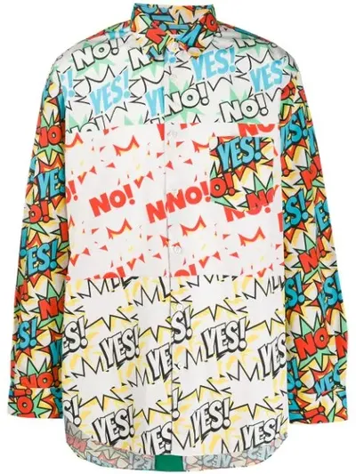 Comme Des Garçons Shirt Long-sleeved Comic Print Shirt In White