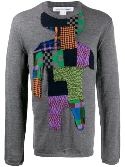 Comme Des Garçons Shirt Patchwork Knit Jumper In Grey