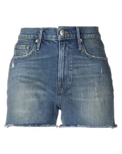 Frame Le Bridgette Distressed Denim Shorts In Blue