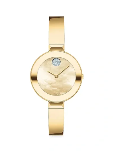 Movado Bold Yellow Gold Ion-plated Stainless Steel Bangle Watch In Black Yellow