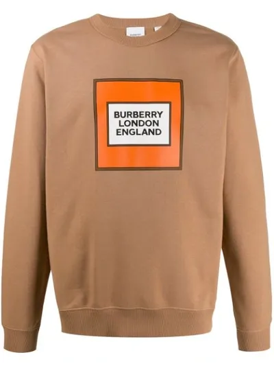 Burberry Logo Printed Cotton Jersey Sweatshirt In Warm Walnut