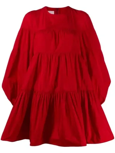 Giamba Ruffled Taffeta Mini Dress In Red