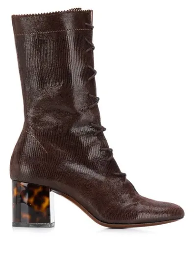 Alexa Chung Tortoise-shell Heel Boots In Brown