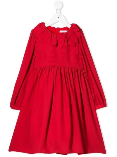 Patachou Ruffled Neck Dress In Red