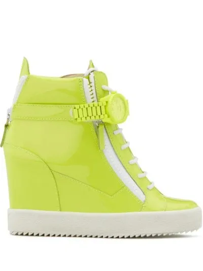 Giuseppe Zanotti Watch Buckle Wedge Sneakers In Yellow