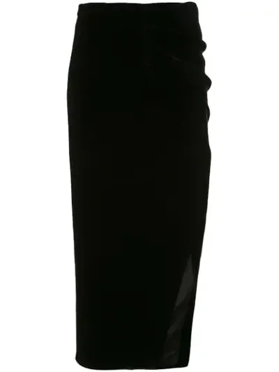 Rasario Draped Velvet Skirt In Black