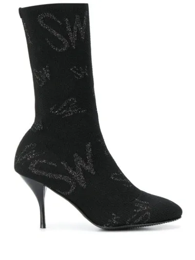 Stuart Weitzman Pointed Sock Boots In Black