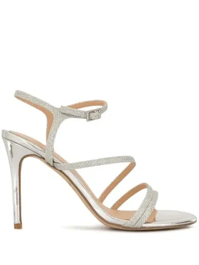 Badgley Mischka Madisson Glittered Sandals In Silver