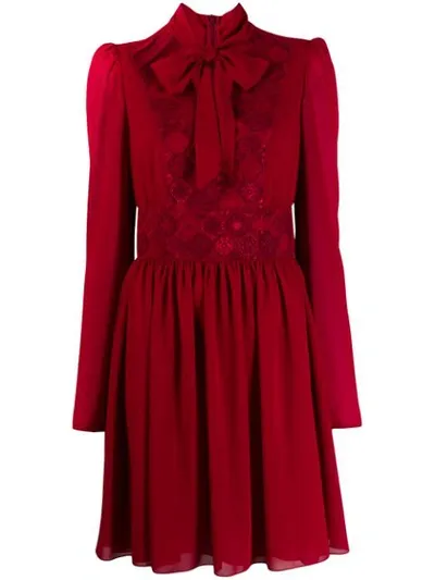 Giamba Pussybow Tie Dress In Red