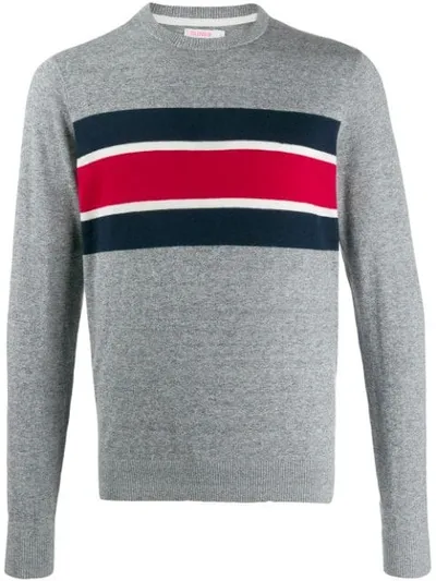 Sun 68 Stripe Detail Sweater In Grey