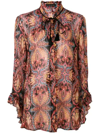 Etro Ruffle Trim Printed Blouse In Black