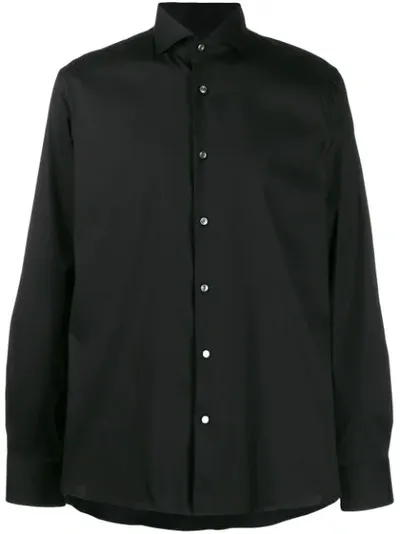 Hugo Boss Long Sleeve Button-front Shirt In Black