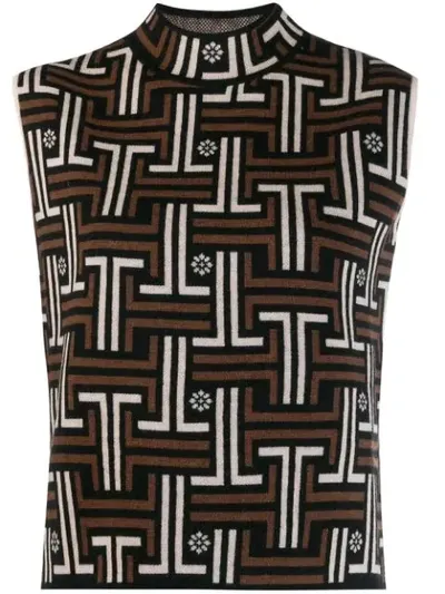 Lanvin Jacquard Sleeveless Maze Top In Black