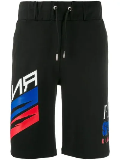 Plein Sport Jersey Logo Track Shorts In Black