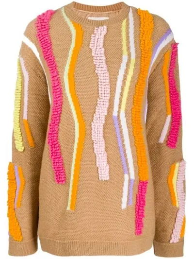 Peter Pilotto Contrasting Textured-trim Oversized Wool-blend Jumper In Neutrals