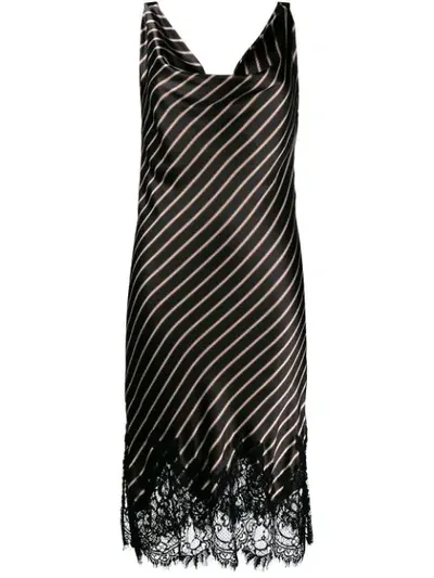 Gold Hawk Stripe Slip Dress In Black