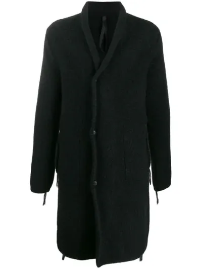 Poème Bohèmien Shawl Neck Knitted Coat In Black