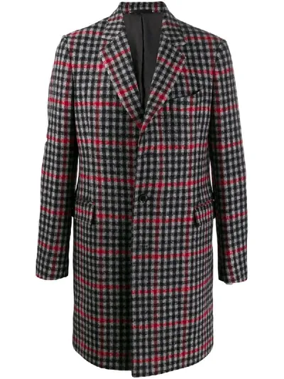 Paul Smith Gun Club-checked Virgin-wool Blend Overcoat In Black