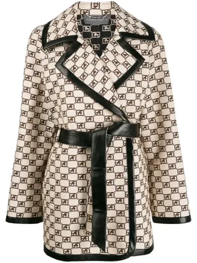 Alberta Ferretti Monogram Print Jacket In Neutrals