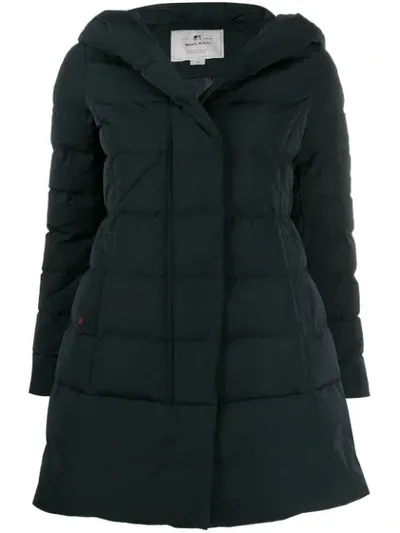 Woolrich Hooded Padded Coat In Blue