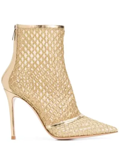 Gianvito Rossi Pointed Ankle Boots In Gold