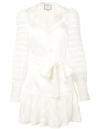 Alexis Renita Sheer-panel Long-sleeve Dress In White