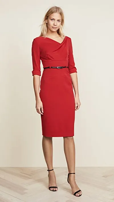 Black Halo Jackie O Three-quarter Sleeve Dress In Red