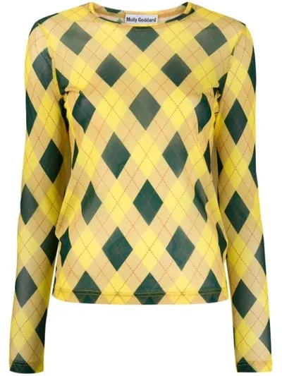 Molly Goddard Argyle Print T-shirt In Yellow