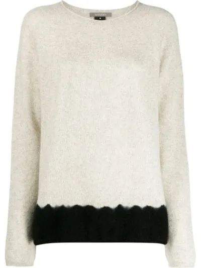 Suzusan Two-tone Cashmere Jumper In Black Light Grey