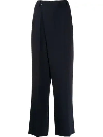 Brag-wette Flared Style Trousers In Blue