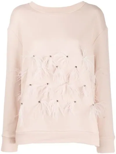 Twinset Feather Detail Jumper In Neutrals