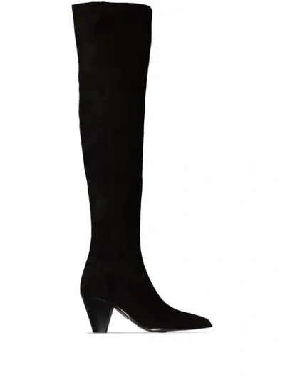 Aquazzura Shoreditch 70 Suede Over-the-knee Boots In Black