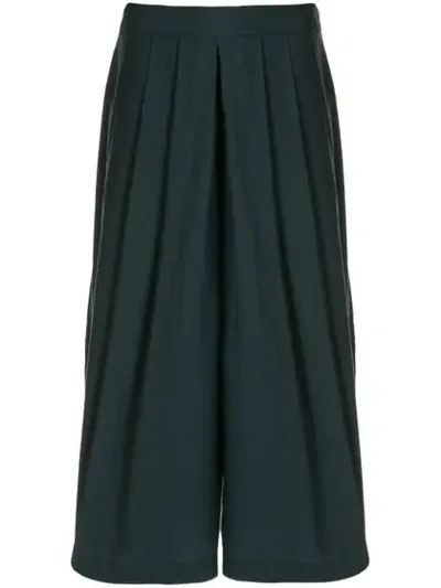 Vince Pleated Culotte Trousers In Green