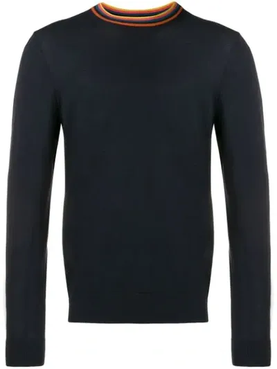 Paul Smith Striped Detail Jumper In Blue